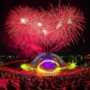 Stunning fireworks show, ending the kiss of the sea show