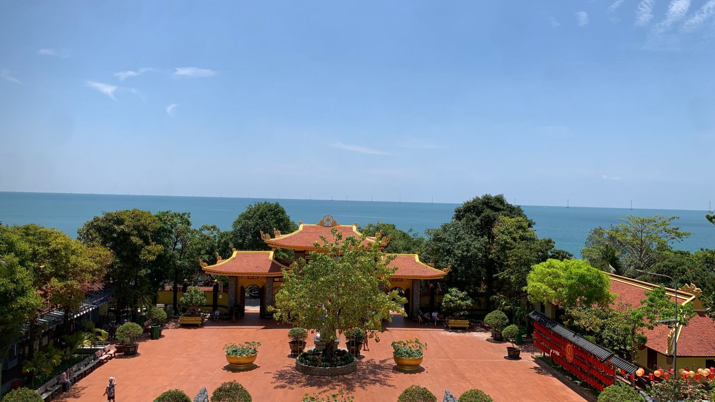 Stunning View from the Square in front of main hall Phu Quoc Pagoda
