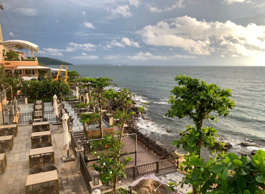 Restaurant with beautiful sunset view