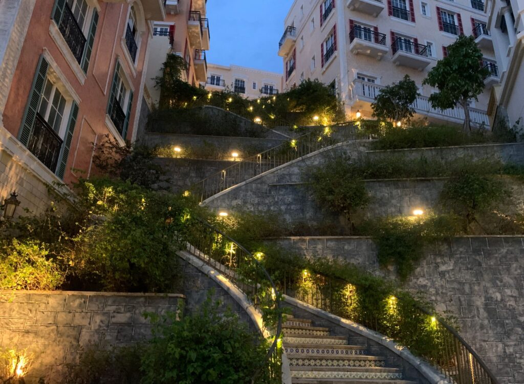 Famous Stair in Sunset Town at nigh