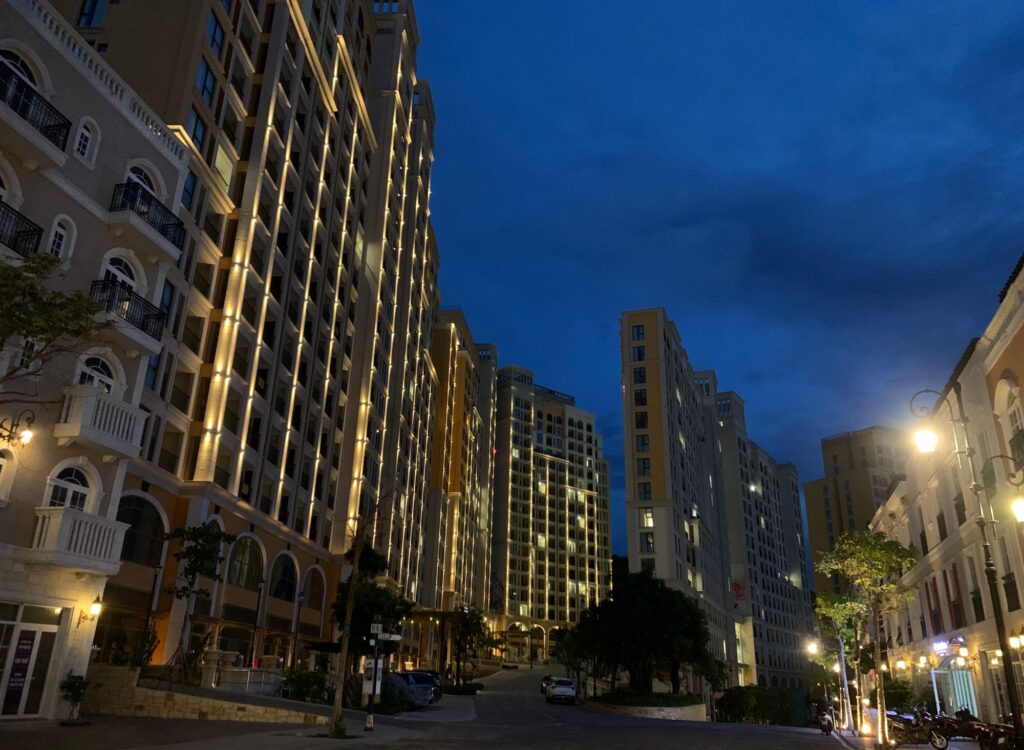 High rise building with hill and sea view